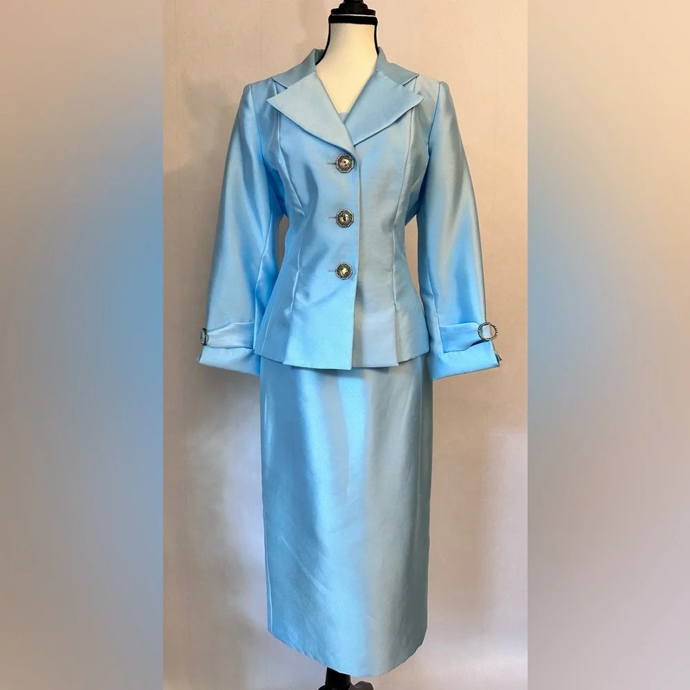 Lily & Taylor New York GORGEOUS LUXURY Women’s Suit 2pcs Size  6 Couture - Picture 3 of 13